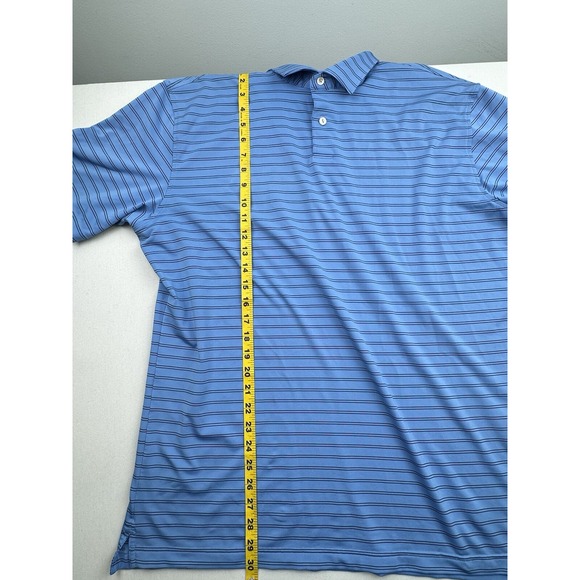 Peter Millar Tour Fit Short Sleeve Blue Black‎ Stripped Polo Men's XL *LOGO* - Picture 6 of 15